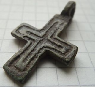 Medieval Period Bronze Cross 1200 - 1300 Ad Vf, photo