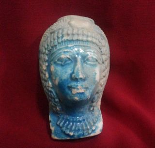 Ancient Egyptian Blue Head Of Isis photo