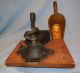 Late 1800s Primitive Chuckwagon Cast Iron Grinder With Handle And Brass Scoop Primitives photo 4