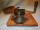 Late 1800s Primitive Chuckwagon Cast Iron Grinder With Handle And Brass Scoop Primitives photo 8