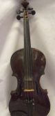 Early Full Size Violin And Bow With Leather Case Late 1800 ' S As Found String photo 1