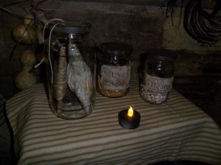Primitive Early Look Needfuls - Pantry Jars 4 Ur Cupboard,  String,  Soap,  Beans photo