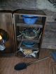 Primitive Early Look Cupboard Pie Safe,  4 Cubbies & Pans,  Candle Light Reflector Primitives photo 9