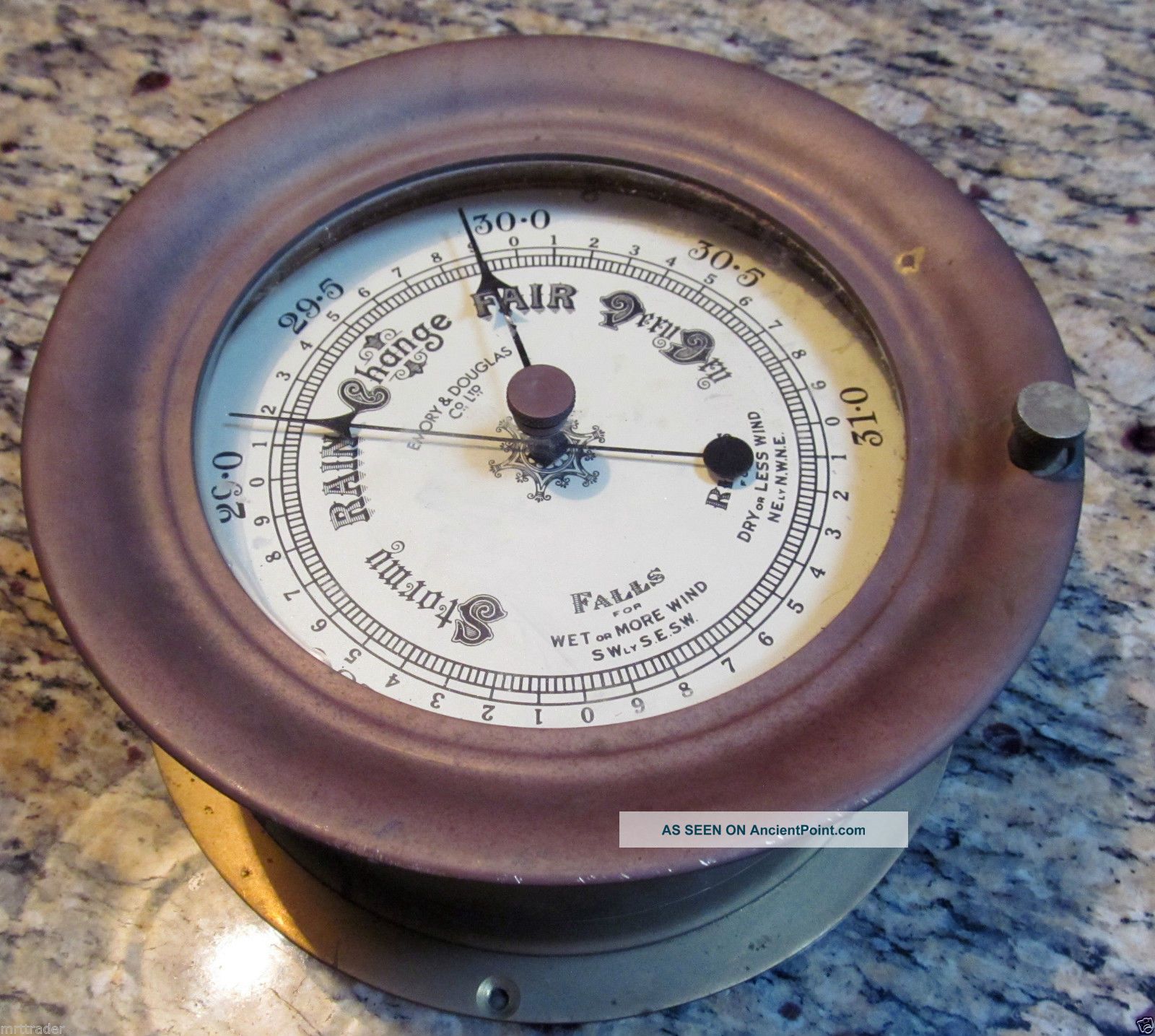 Vintage Emory & Douglas Mariner Brass Ships Barometer Barometers photo