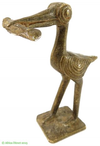Asante Goldweight Bird With Fish In Mouth Ghana Africa photo