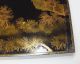 G595: Real Old Japanese Lacquer Ware Tray With Very Good Makie 2/2 Plates photo 3