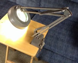 Vintage Mid Century Modern Luxo Magnifying Lamp Light Swing Arm Industrial Shop photo