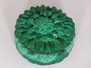 Bohemian Czech Art Deco Malachite Jade Green Glass Bowl (dose),  Vintage photo