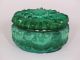 Bohemian Czech Art Deco Malachite Jade Green Glass Bowl (dose),  Vintage Art Deco photo 1