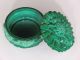 Bohemian Czech Art Deco Malachite Jade Green Glass Bowl (dose),  Vintage Art Deco photo 2