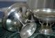 Pair Vintage Indo Persian Raised Engraved Footed Brass Bowl Brass Silver Tone Middle East photo 8