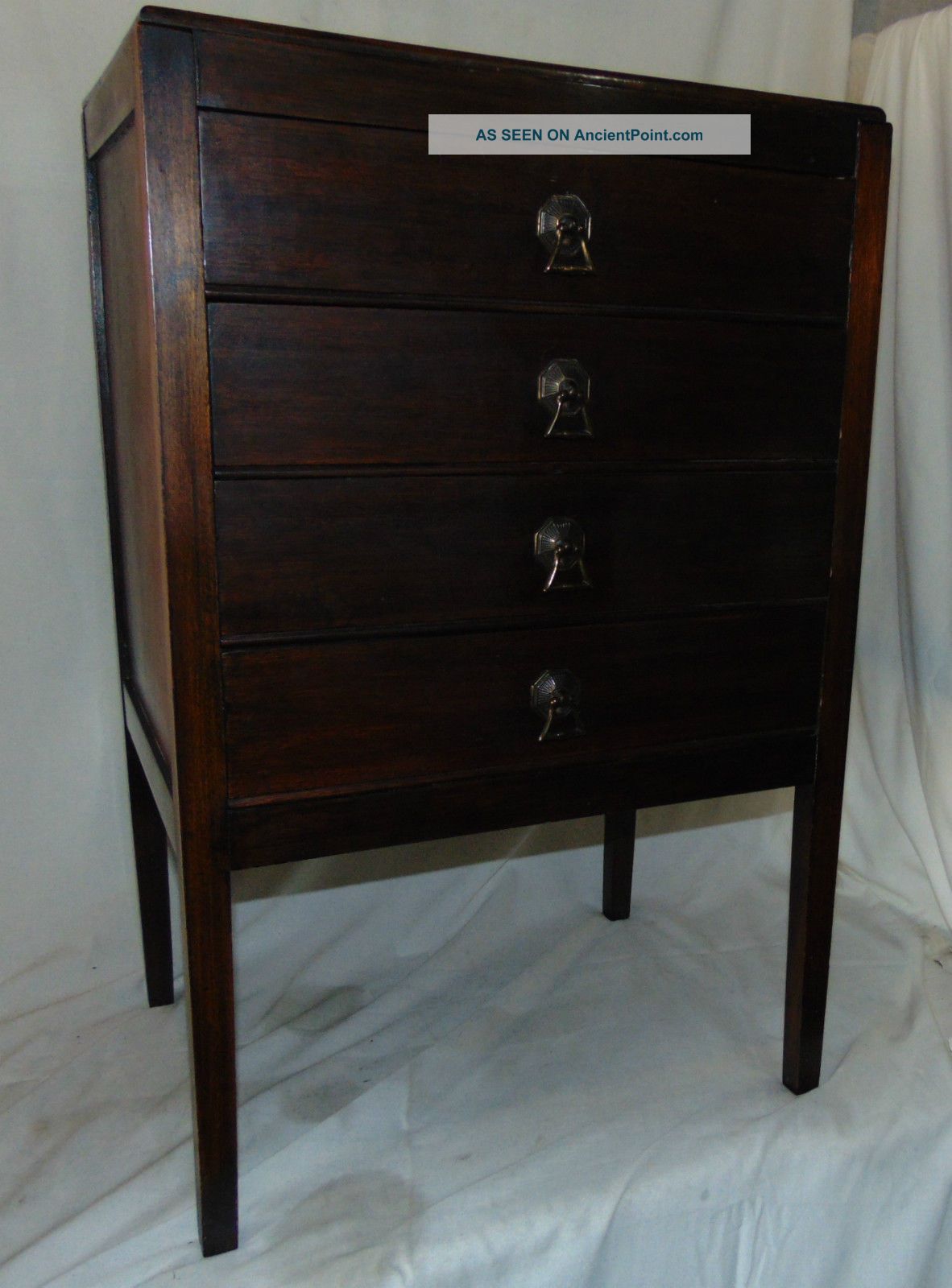 Vintage Mahogany Sheet Music Storage Drawers 4 Drawer - Pull Down Front On Legs 1900-1950 photo