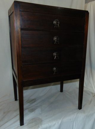 Vintage Mahogany Sheet Music Storage Drawers 4 Drawer - Pull Down Front On Legs photo