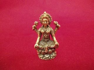 Phra Mae Lakshmi Lordess Hindu Mini Bronze Statue Amulet Wealth,  Rich photo