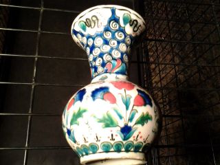 Vintage Turkish Marmara Cini Pottery Kutahya Vase Signed photo