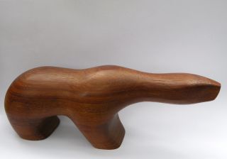 Vtg Norway Mid Century Modern Wooden Teak Polar Bear Sculpture Reserved For Tj47 photo
