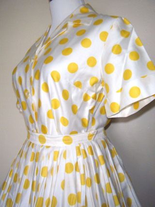 Vtg 50 ' S Polka Dot Swing Dress Full Party Skirt Shirt Top Dress Rockabilly Vlv photo