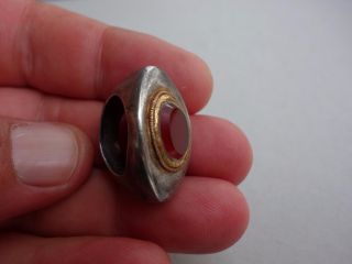Ancient Roman Silver,  And Gold Around Carnelian Intaglio Ring photo