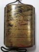 G662: Real Japanese Old Lacquer Ware Samurai Pillbox Inro With Great Makie. Netsuke photo 4