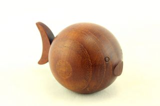 A Rare Miniature Ernst Henriksen Teak Fish.  Danish.  Mid Century Design.  1960 ' S photo