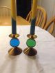 Ystad Metall Candle Holders 1 Blue 1 Green Originals From Sweden Mid-Century Modernism photo 2