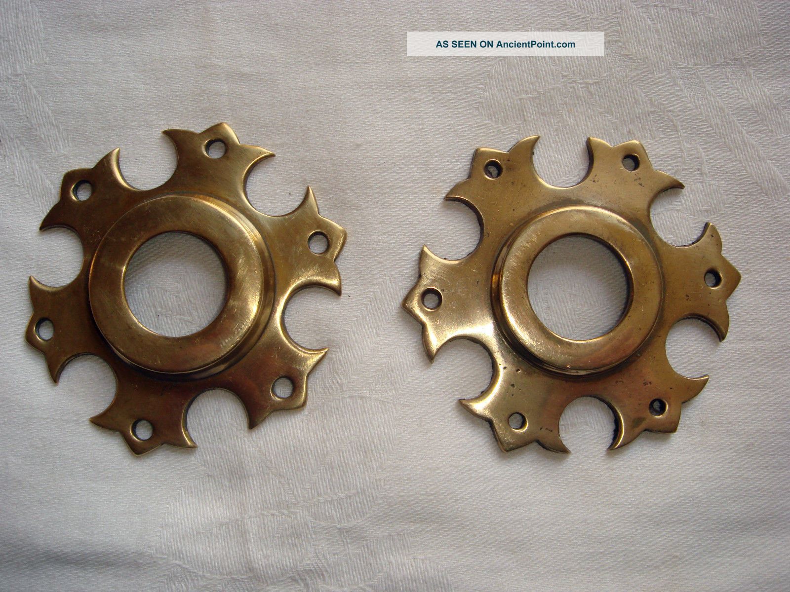 Brass Door Knob Back Plates,  Gothic Victorian,  Edwardian,  16 Available. Door Knobs & Handles photo