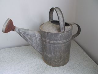Large Vintage 50 ' S Galvanized Metal Watering Can With Rustic Spout Gardening photo