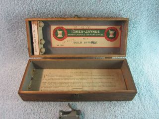Antique 1914 Riker - Jayne Bulb Syringe Brown Wood Box, photo