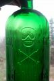 Huge Rare Unlisted Color Green Kh - 18 German Gift Skull Crossbones Poison Bottle Bottles & Jars photo 2