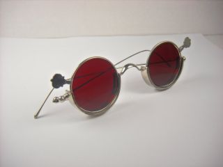 Antique Optometrist ' S Trial Lens Eyeglass Frame With Red Lenses.  Steampunk. photo