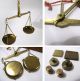 Antique Gold Miner ' S Brass Scale And Oak Box/dark Green Velvet Lining,  Weights. Scales photo 9