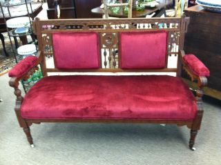 Gorgeous Antique Eastlake Walnut Sofa (nicely Carved Details) 57 