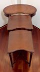 Antique Mahogany Nesting Stacking Tables Leather Top Kidney Shape Unknown photo 5