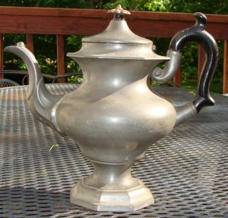 Antique American Pewter Tall Teapot,  Marked Leonard,  Reed & Barton,  C.  1835 photo