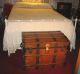 Antique Steamer Trunk Vintage Victorian Flat Top Old Wooden Travel Chest C1890 1800-1899 photo 11