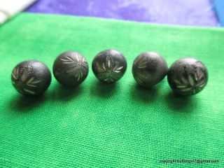 2414 – Five Pewter Bright Cut Antique Ball Buttons photo