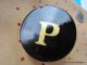 2291 – J – Very Cool Antique Bridle Button With Gold Letter P Under Glass Buttons photo 4