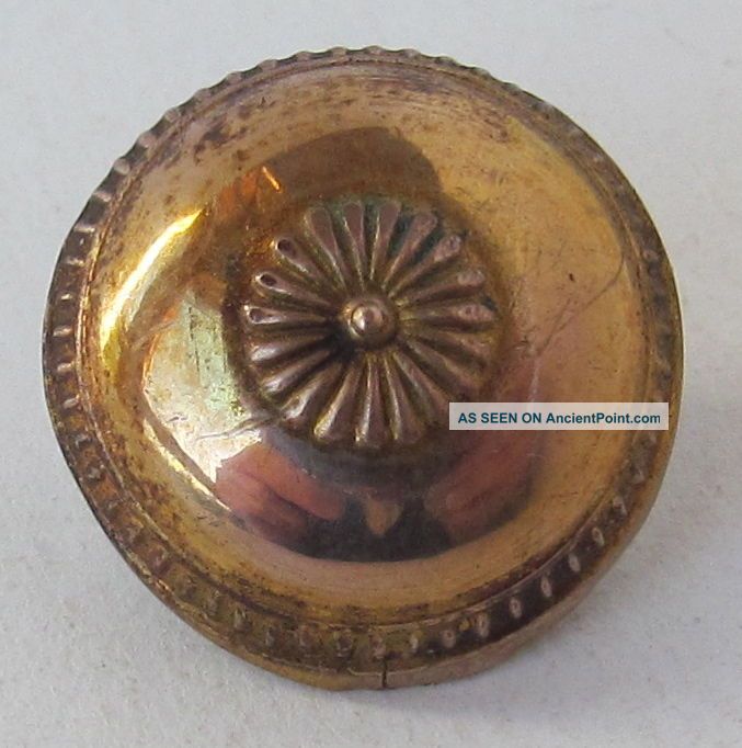 18th Century,  Repoussé,  Wood Back Brass Button With Catgut Shank Buttons photo