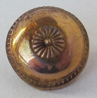 18th Century,  Repoussé,  Wood Back Brass Button With Catgut Shank photo