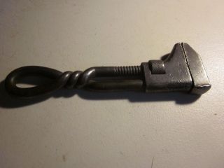 C.  1920 Puddlin Black Iron Adjustable Wrench,  W/twist Handle,  Great Patina photo