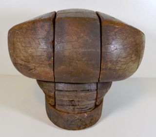 Vintage Antique Wood Millinery Puzzle Hat Block Mold Form Marked S: 22 / 1549 photo