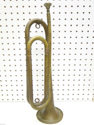 Antique Rexcraft Brass U.  S.  Regulation Bugle Boy Scouts - Army photo