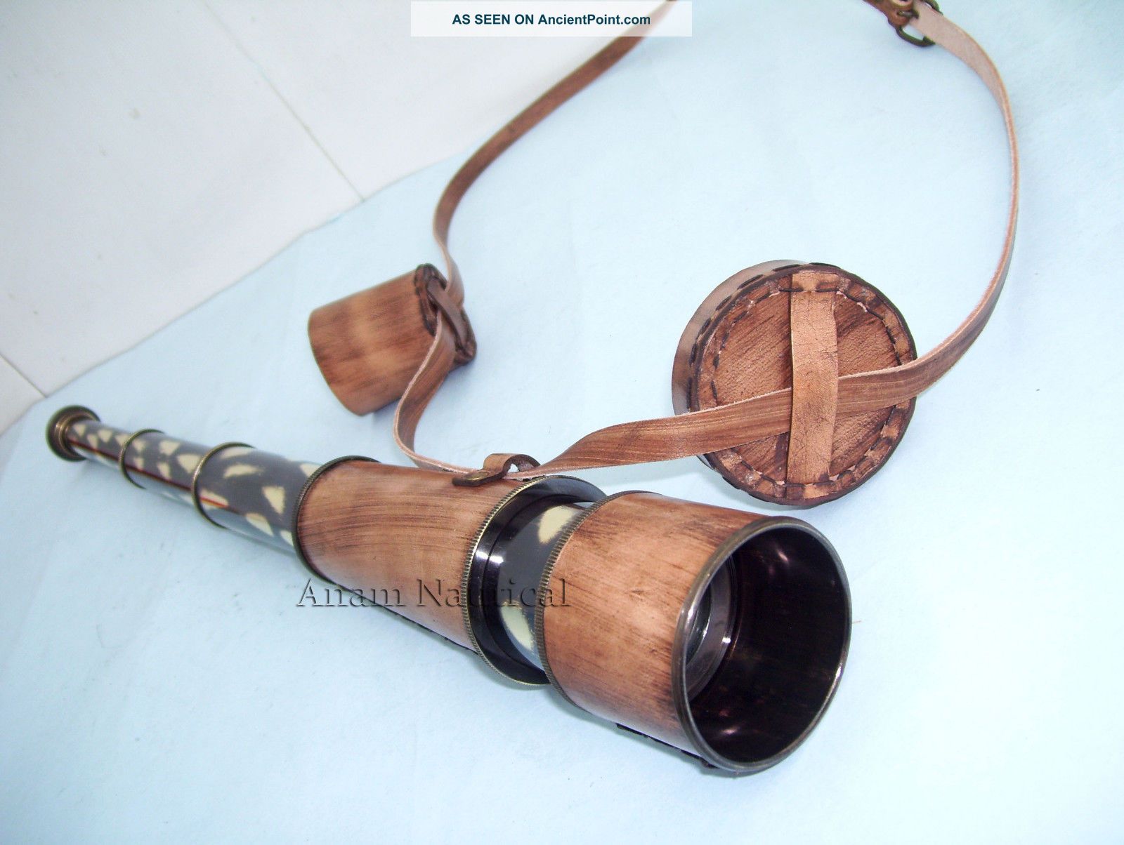 Brass Telescope Spyglass,  Leather Overlay 18 