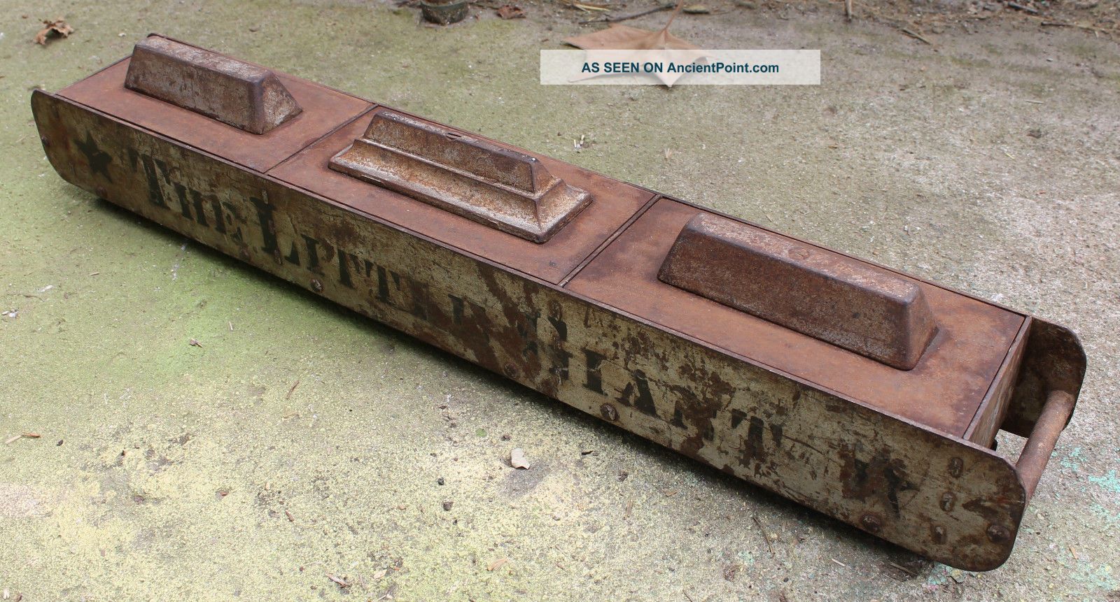 Antique Metal Cement Brick Mold Maker - The Little Giant Brick Machine Pat 1910 Industrial Molds photo