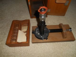 Rare Ant.  Bausch & Lomb Microscope - Fitted Wooden Box W Drawer & Slides 257220 photo