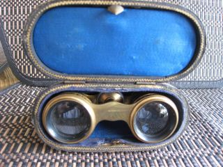 Antique French Academie Optique Opera Binoculars W/case photo