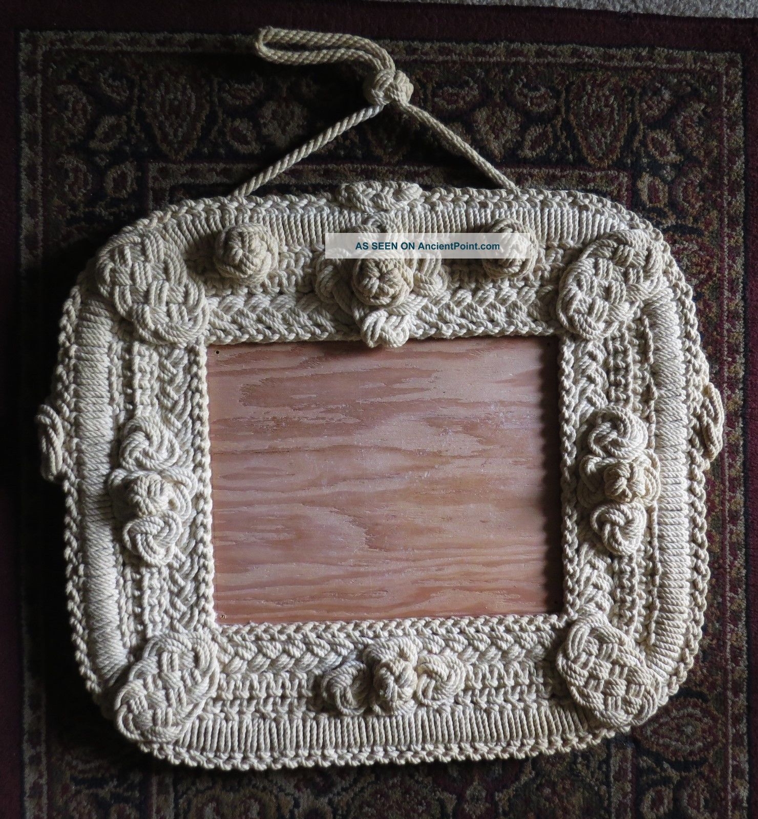 Old Sailor ' S Hand Knot - Marlin Spike Folk Art Picture Frame Xlntcond 18x16 Folk Art photo