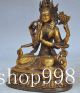 Tibet Buddhism Fane Bronze Gilt 4 Arm Tara Kwan Yin Bodhisattva Buddha Statue Kwan-yin photo 4