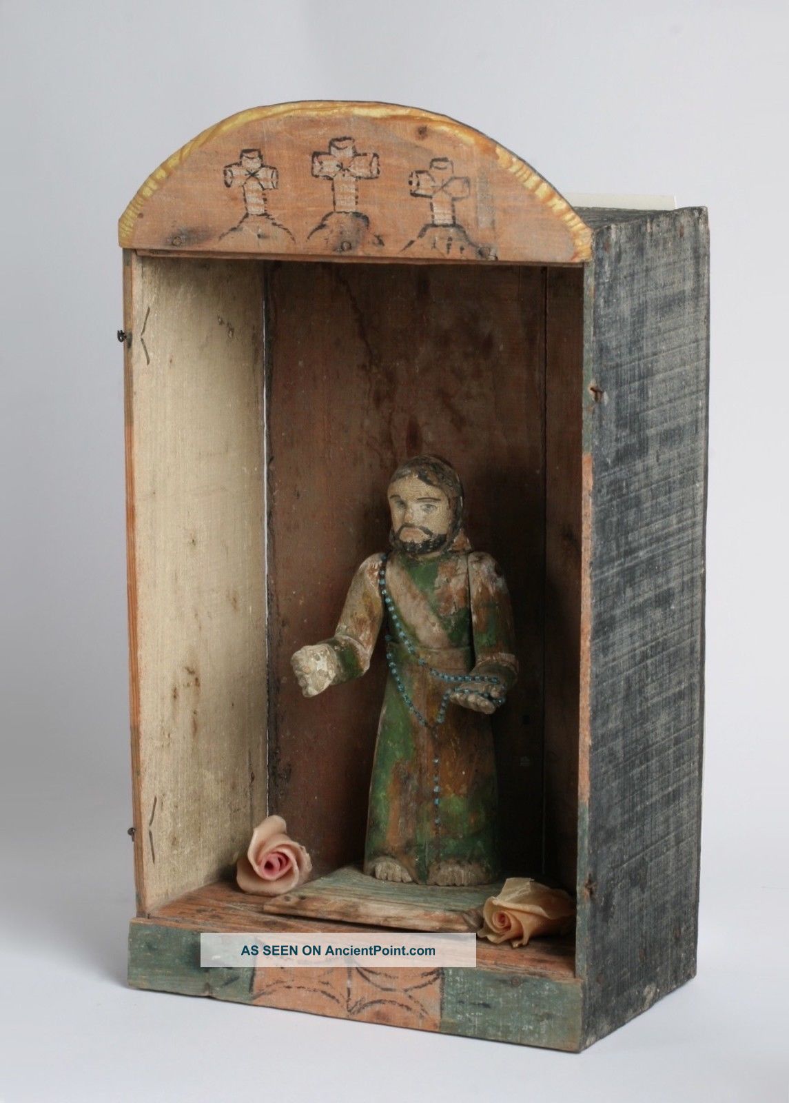 Antique Mexican Shrine Santo & Nicho / Folk Art - Southwest - Spanish Colonial Latin American photo