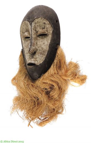 Lega Mask With Raffia Beard Congo Africa photo